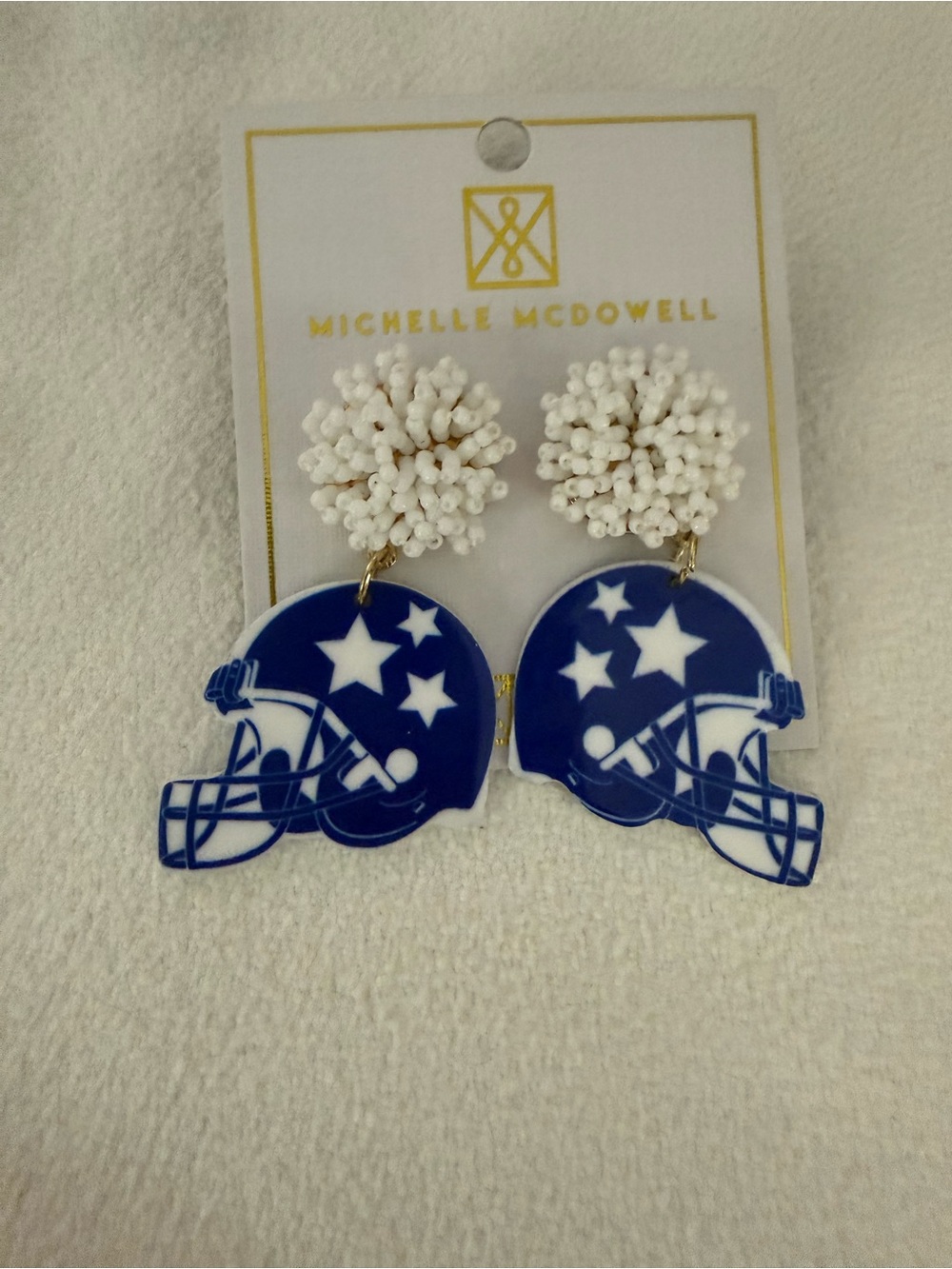 Michelle McDowell Blue Football Stud Earrings